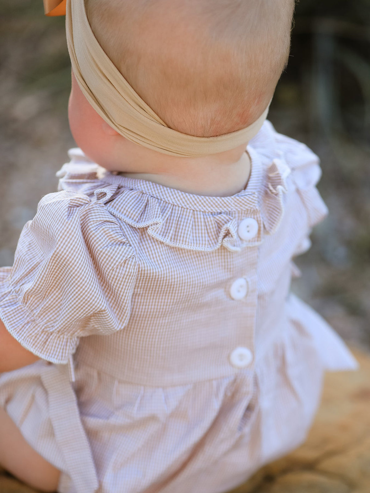 Three Little Tots Fall Halloween and Thanksgiving Pumpkin Embroidery Smock Plaid Baby Girl Romper, extra product detail