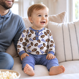 Baby Boy Football Outfit – Bamboo Henley Shirt & Pants Set