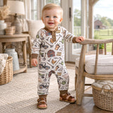 Three Little Tots Farmer's Market Baby Henley Romper - Bamboo One Piece, additional product photo
