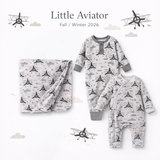 Airplane Zipper Romper -  Bamboo Baby Footie Outfit