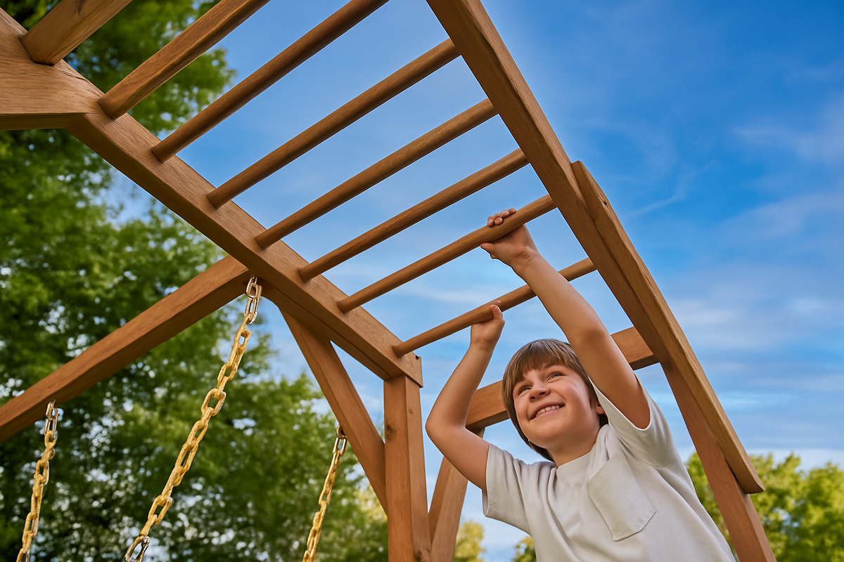 Three Little Tots Hawthorn XL Octagon Outdoor Jungle Gym - Natural, extra product detail
