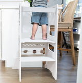 Three Little Tots Date CocoMelon 3-in-1 Kitchen Tower for Kids Step Stool and Chalkboard Learning Helper, alternate angle