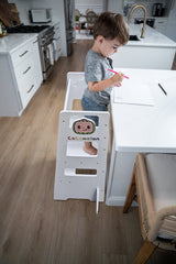 Three Little Tots Date CocoMelon 3-in-1 Kitchen Tower for Kids Step Stool and Chalkboard Learning Helper, additional view