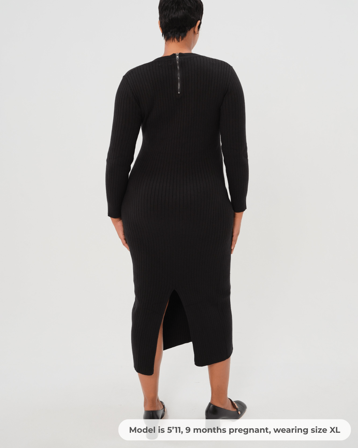 Full Body Ribbed Maternity & Nursing Midi Sweater Dress