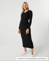 Full Body Ribbed Maternity & Nursing Midi Sweater Dress