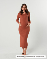 Full Body Ribbed Maternity & Nursing Midi Sweater Dress