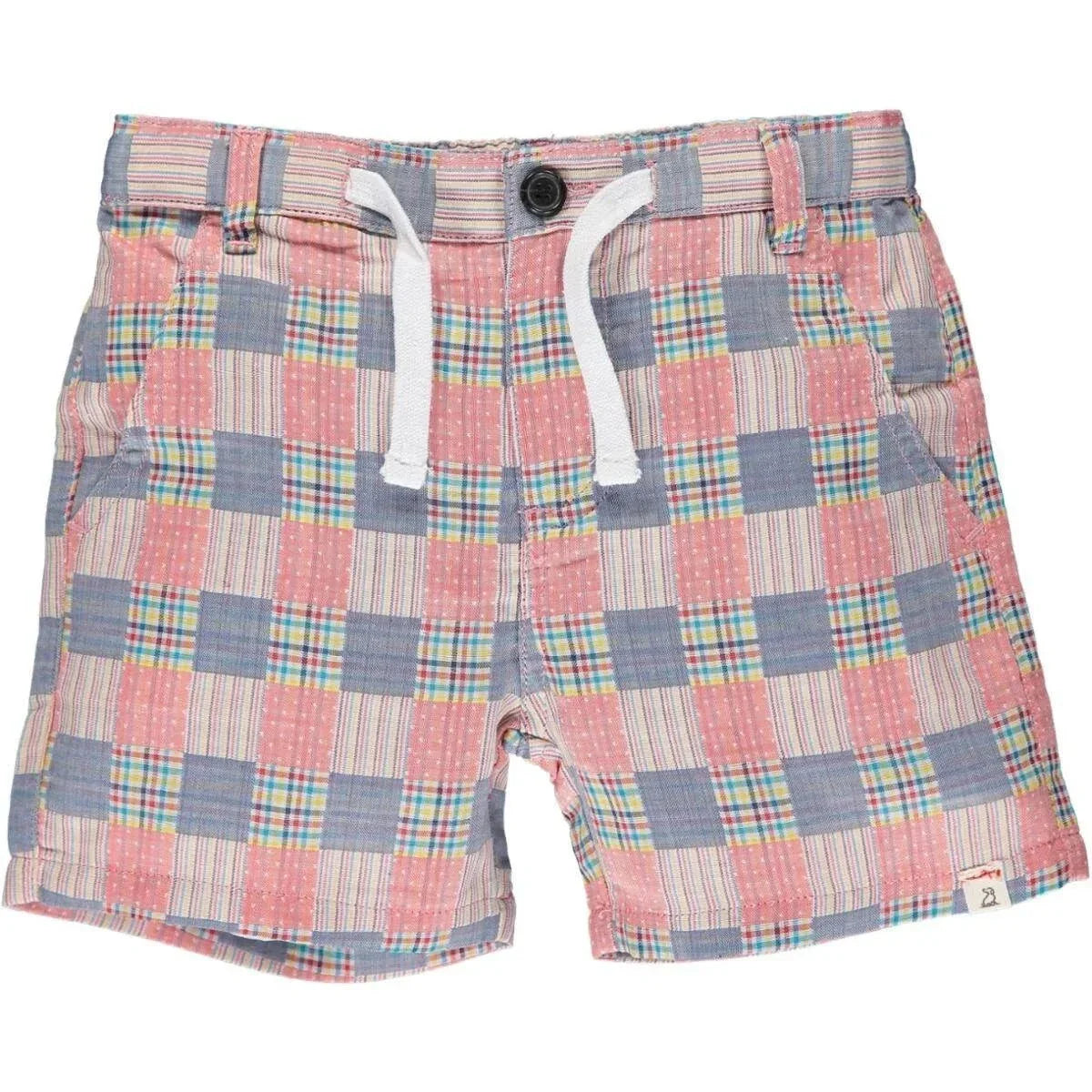 Three Little Tots Coral Patchwork Plaid Shorts