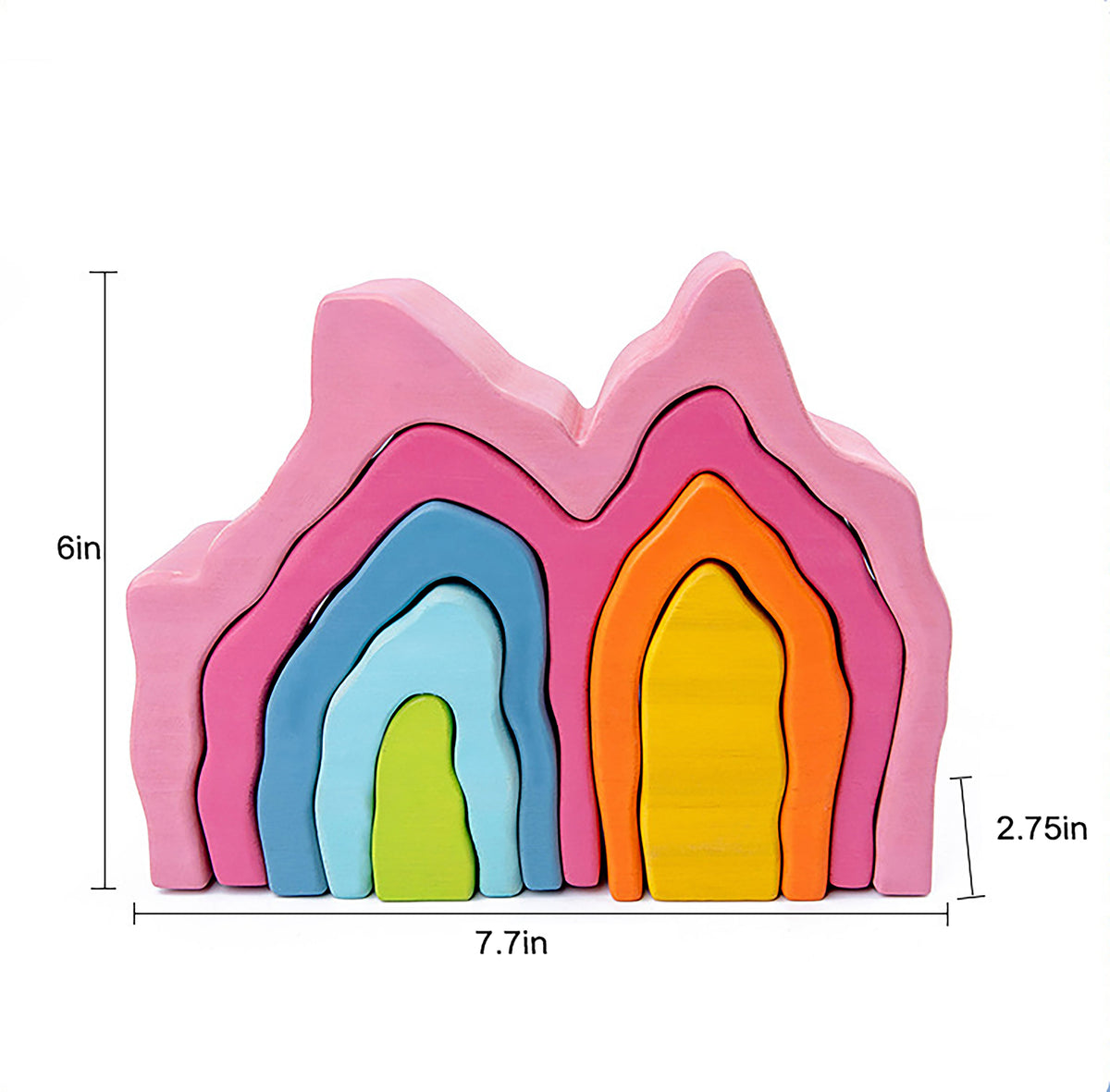 Three Little Tots Wooden Mountain Rainbow Stacker Toy Puzzle Blocks, tenth additional photo