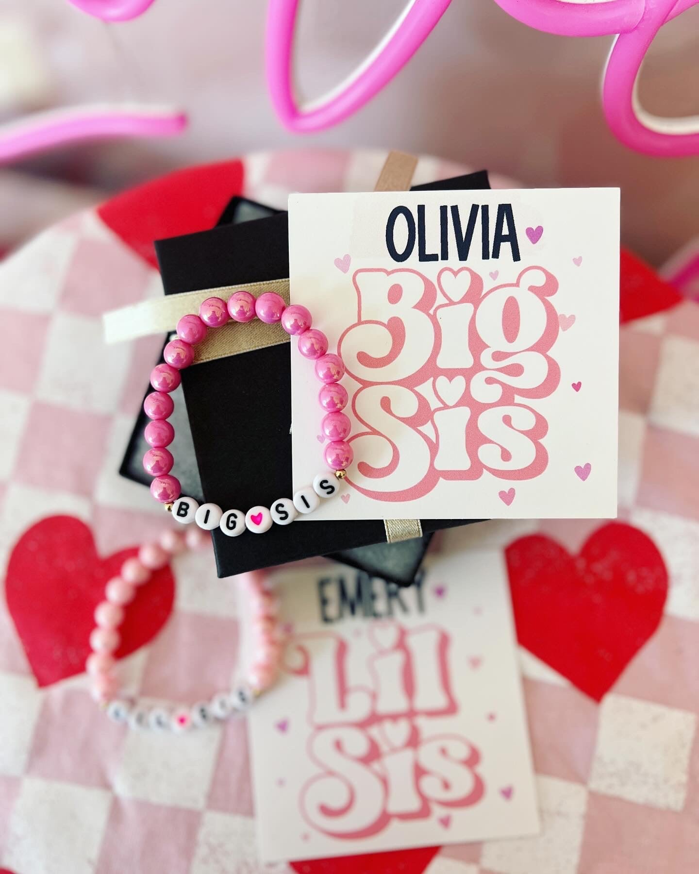 Big Sister Bracelet, new baby sister gift, gift from baby, big sis gift, Big sister, Bracelet, card, box & ribbon! Personalized card!