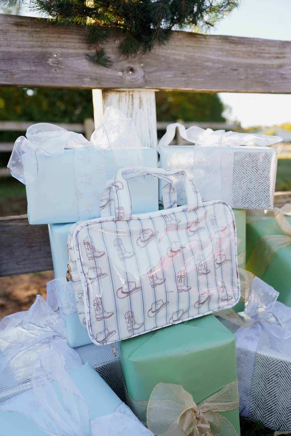 Three Little Tots Western Blues Striped - Clear Coat Toiletry Case - Preorder, additional product photo