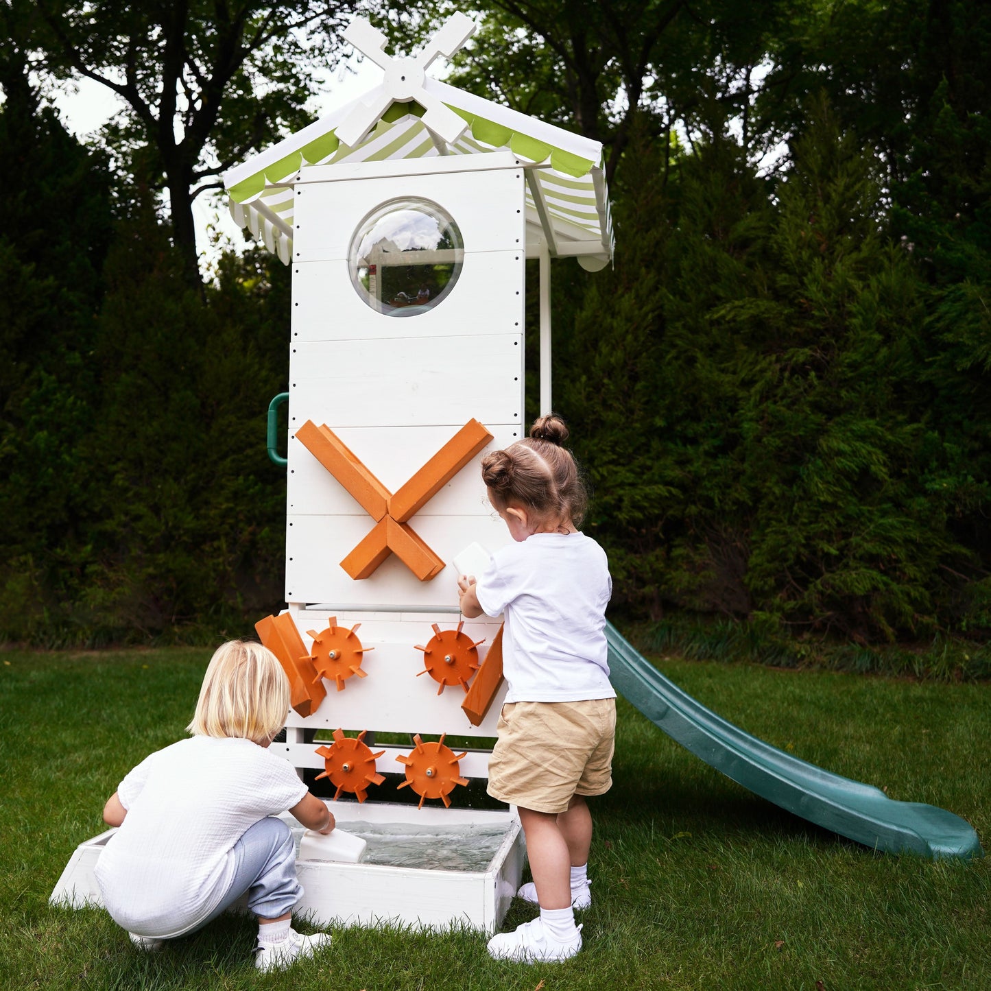 Three Little Tots Aloe Outdoor Mini Playset for Toddlers Water Slide and Backyard Fun