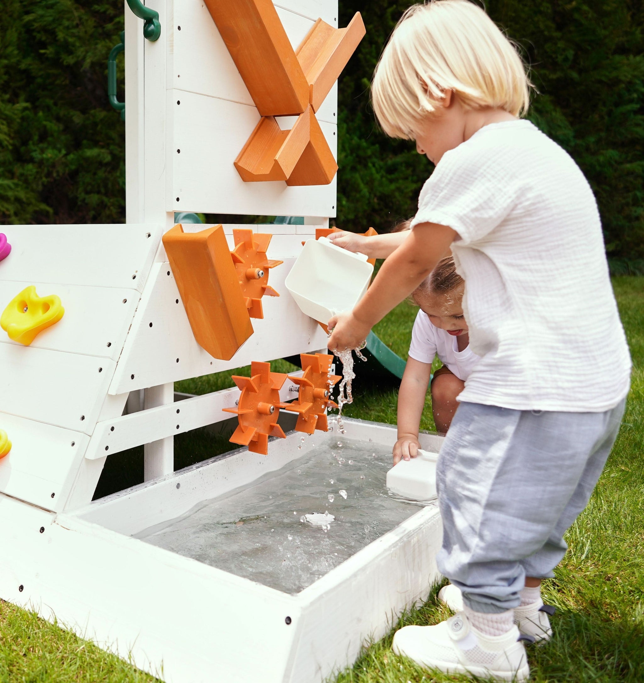 Three Little Tots Aloe Outdoor Mini Playset for Toddlers Water Slide and Backyard Fun, another angle