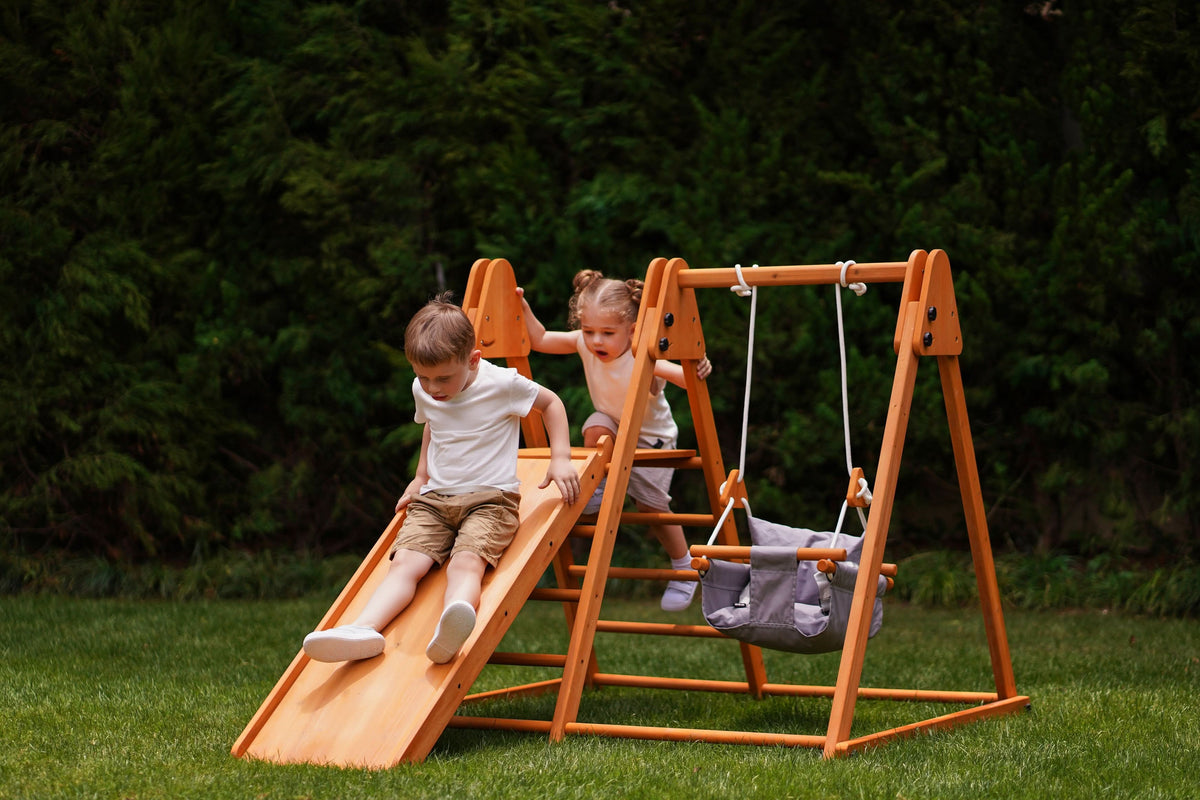 Three Little Tots Juniper Folding Indoor and Outdoor Playset Wooden Climber for Toddlers, supplementary photo