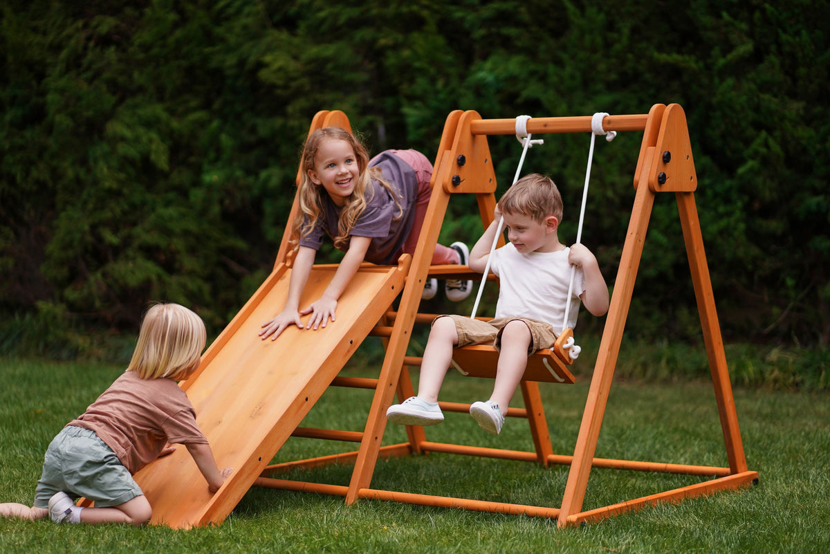 Three Little Tots Juniper Folding Indoor and Outdoor Playset Wooden Climber for Toddlers, additional product photo