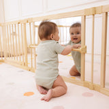 Three Little Tots Wooden Baby Playpen with Mirror and Whiteboard Panel Foldable 63 x 63 Montessori S, additional view