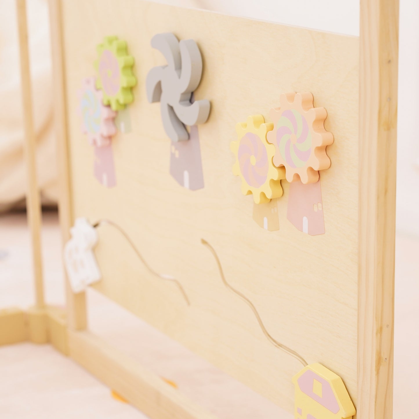 Three Little Tots Wooden Baby Playpen with Mirror and Whiteboard Panel Foldable 63 x 63 Montessori S, supplementary photo