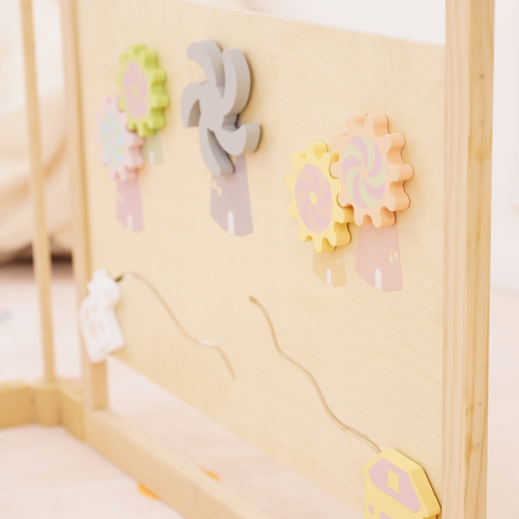 Three Little Tots Wooden Baby Playpen with Mirror and Whiteboard Panel Foldable 63 x 63 Montessori S, supplementary photo