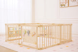 Three Little Tots Wooden Baby Playpen with Sensory Activity Panels 63 x 63 Square Foldable Indoor Play Yard with Montessori T