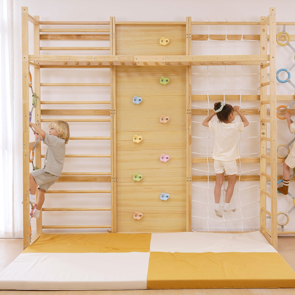 Three Little Tots Monkey Bar Attachment For 95 Inch Modular Walnut Swedish Ladder, third additional photo