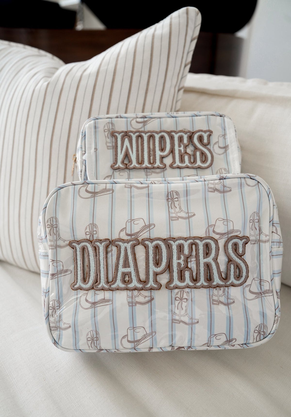 Three Little Tots Wipes Pouch - Western Blues Clear Coat Bag, third additional photo