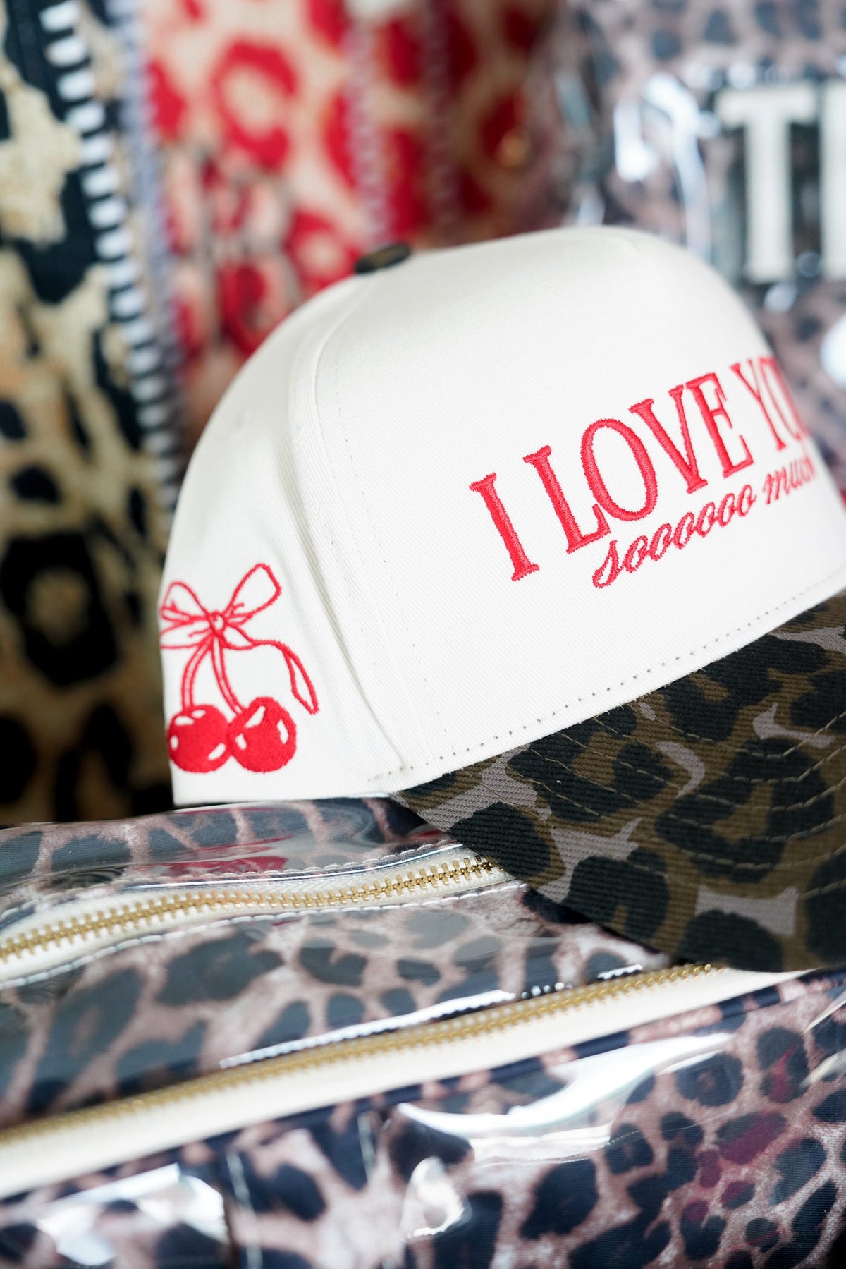 Three Little Tots I Love You Sooooo Much - Leopard Vintage Hat, another angle