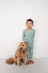 Three Little Tots Puppy Egg Hunt Long Sleeve PJ - Aquamarine