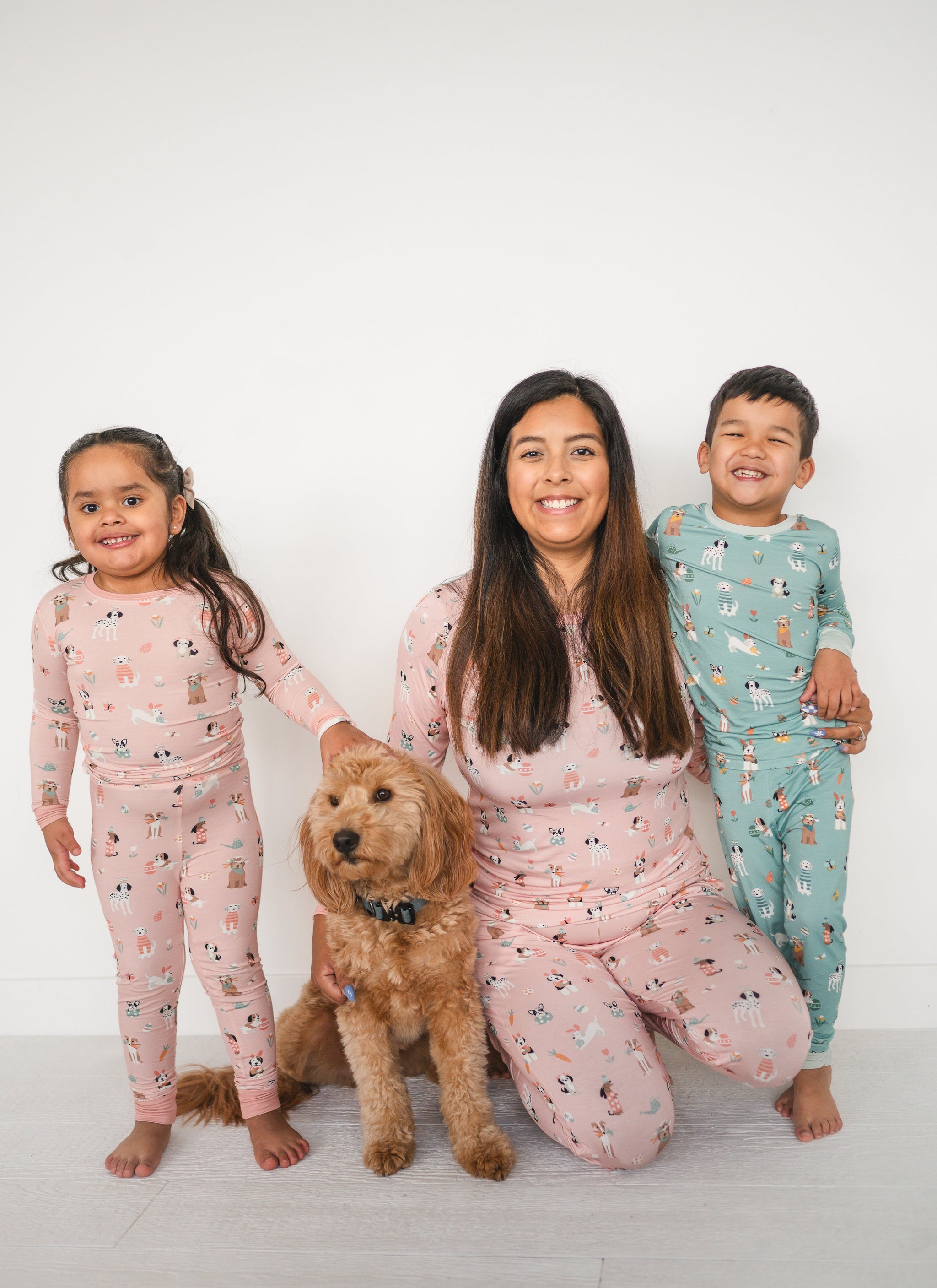 Three Little Tots Puppy Egg Hunt Long Sleeve PJ - Aquamarine, alternate angle