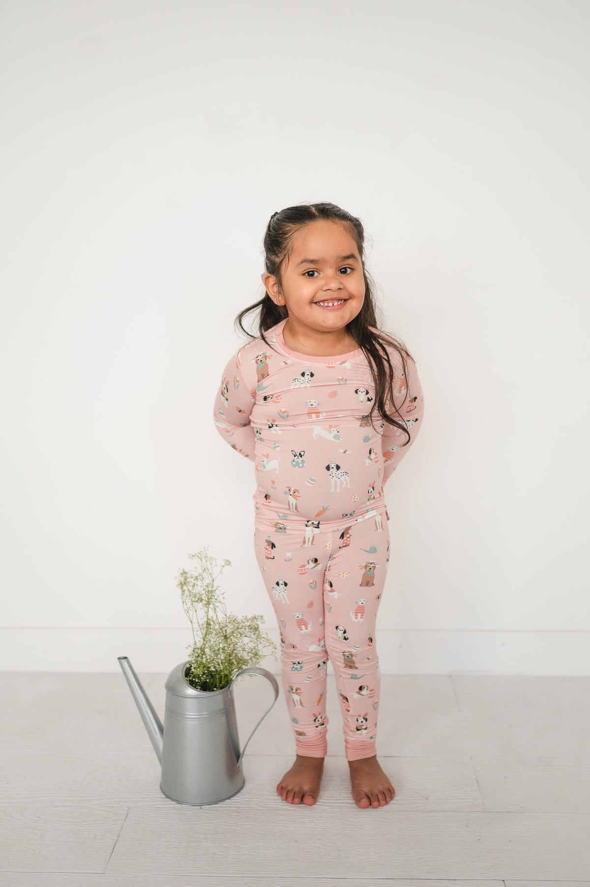 Three Little Tots Puppy Egg Hunt Long Sleeve PJ - Pink, alternate angle
