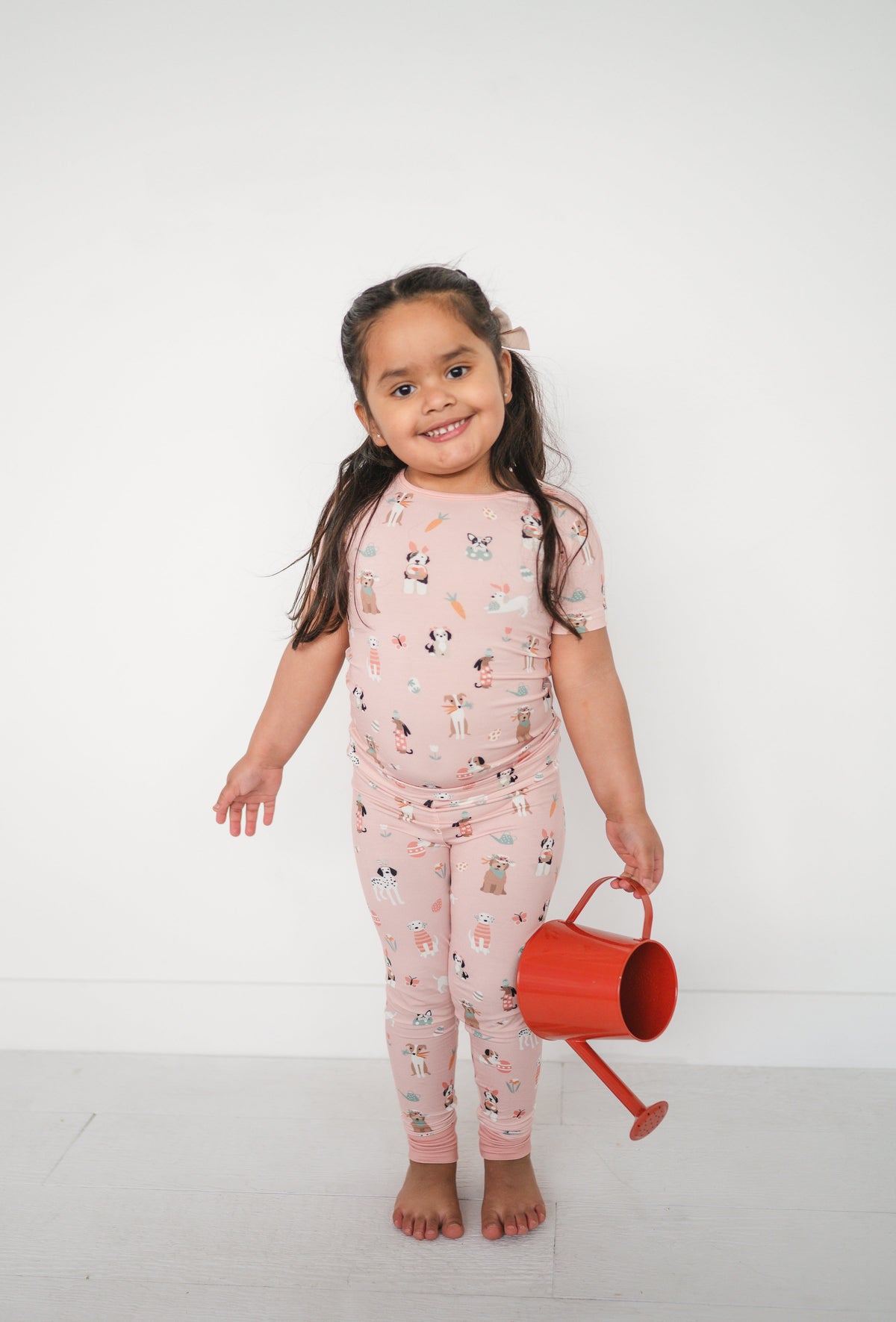 Three Little Tots Puppy Egg Hunt Short Sleeve PJ - Pink