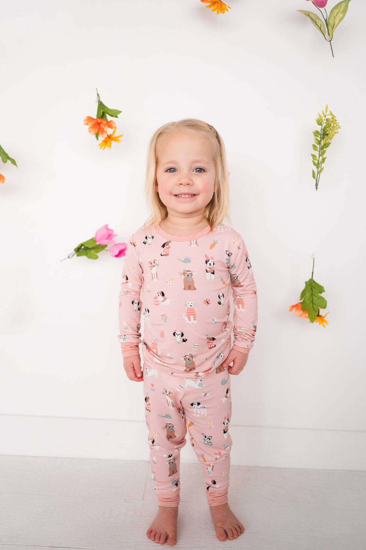 Three Little Tots Puppy Egg Hunt Long Sleeve PJ - Pink
