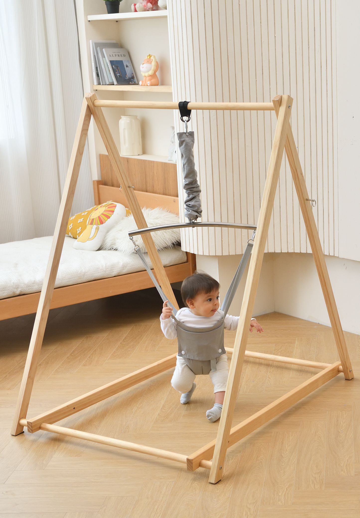 Three Little Tots Tulip Foldable Baby Bouncer - Beige, seventh additional photo