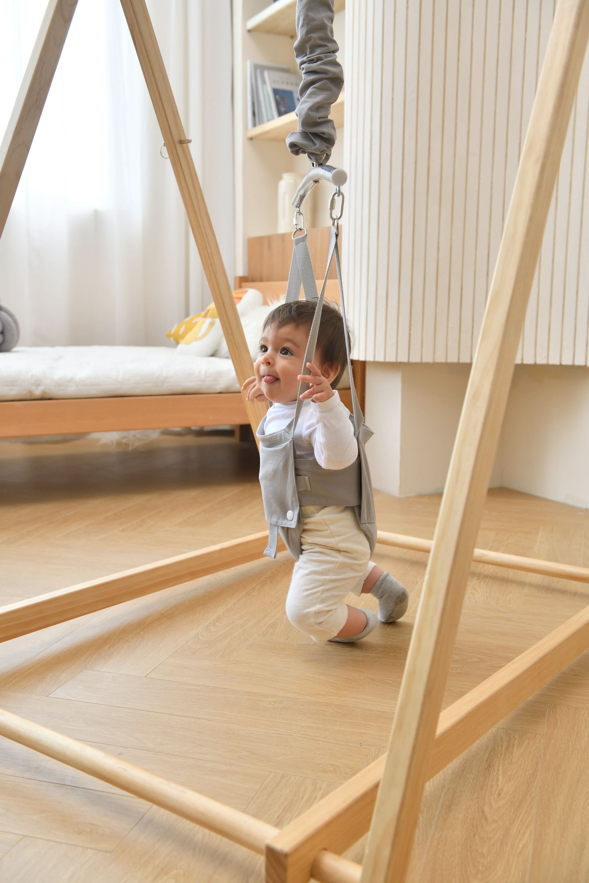 Three Little Tots Tulip Foldable Baby Bouncer - Beige, eighth additional photo