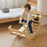 Three Little Tots Bazel 6-in-1 Pikler Climber Set Wooden Triangle Rocker Arch and Slide for Toddlers, extra product detail