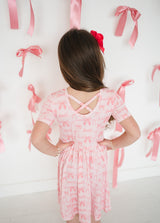 Three Little Tots Pink Bows Twirl Dress, second additional photo