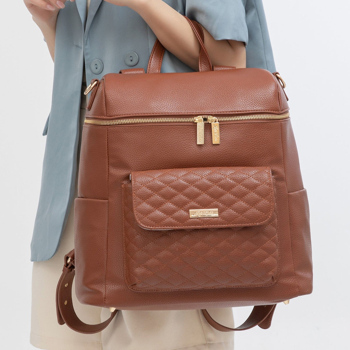 Three Little Tots Signature Diaper Bag Caramel, third additional photo