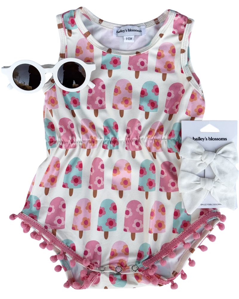 Dillon Pom Pom Romper - Floral Pop