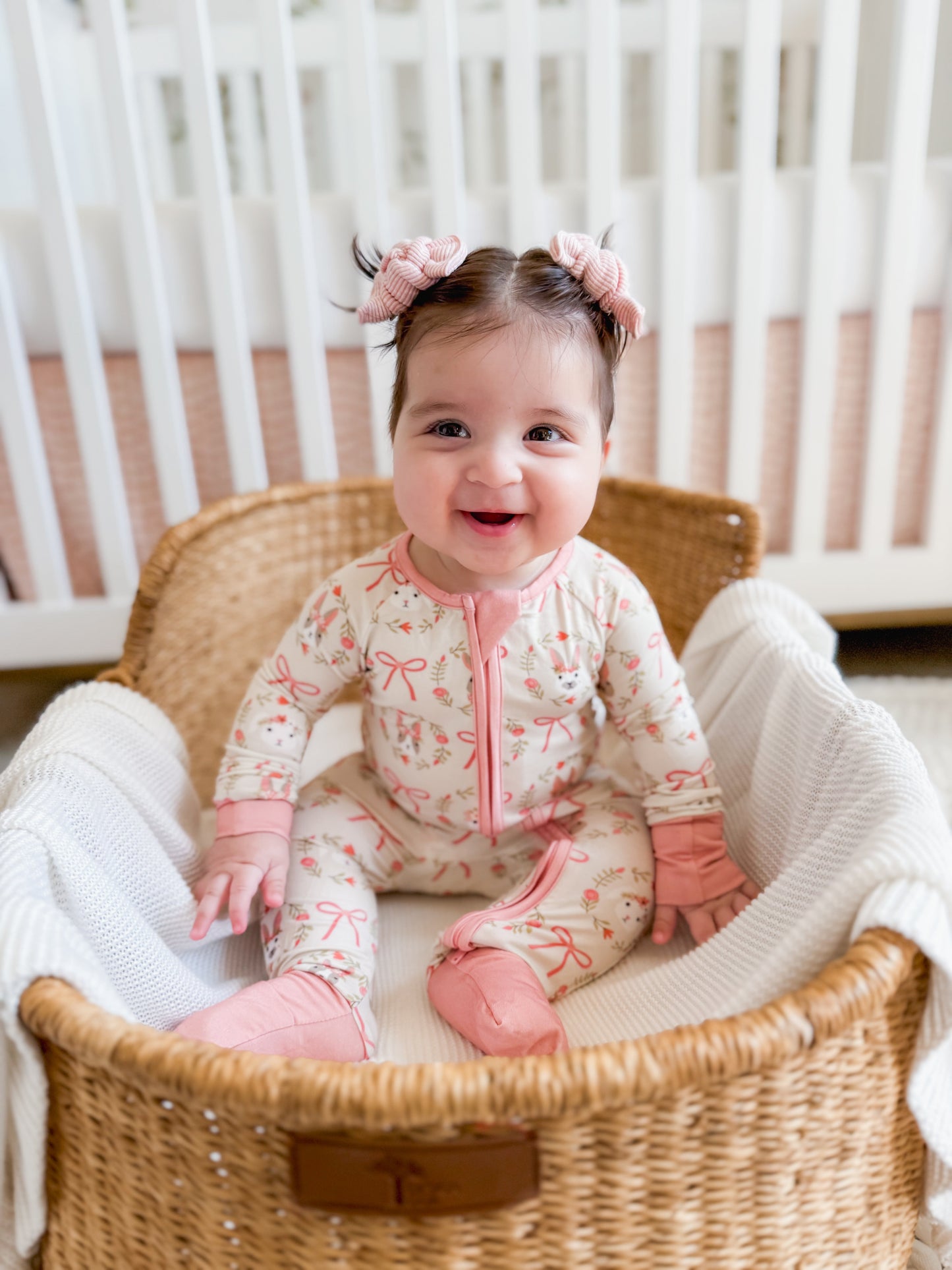 Bows & Bunnies (Convertible Zip Footies)