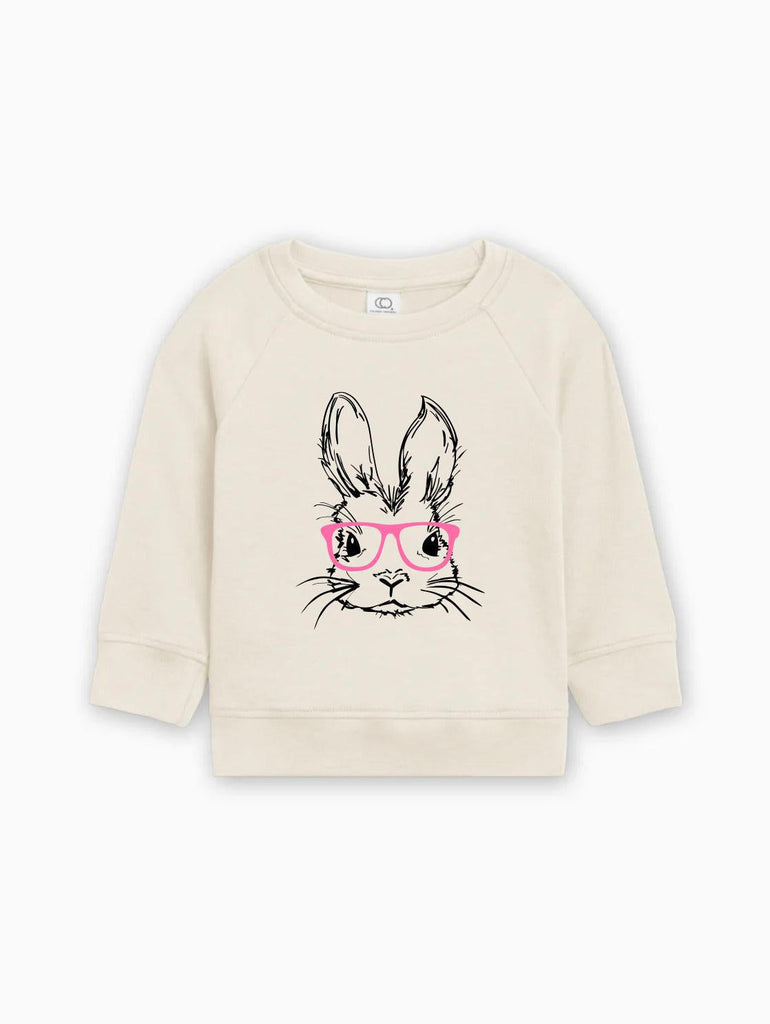 Easter Bunny With Pink Glasses Organic Cotton Baby toddler Pullover