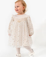 Three Little Tots Elodie Dress Ivory and Gold Dress