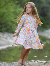 Three Little Tots Fall Thanksgiving Pumpkin Leaf Print Dress, additional view