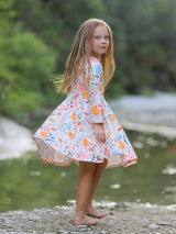 Three Little Tots Fall Thanksgiving Pumpkin Leaf Print Dress, extra product detail