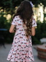 Three Little Tots Girls Western Horse Print Twirl Dress Short Sleeve, additional view