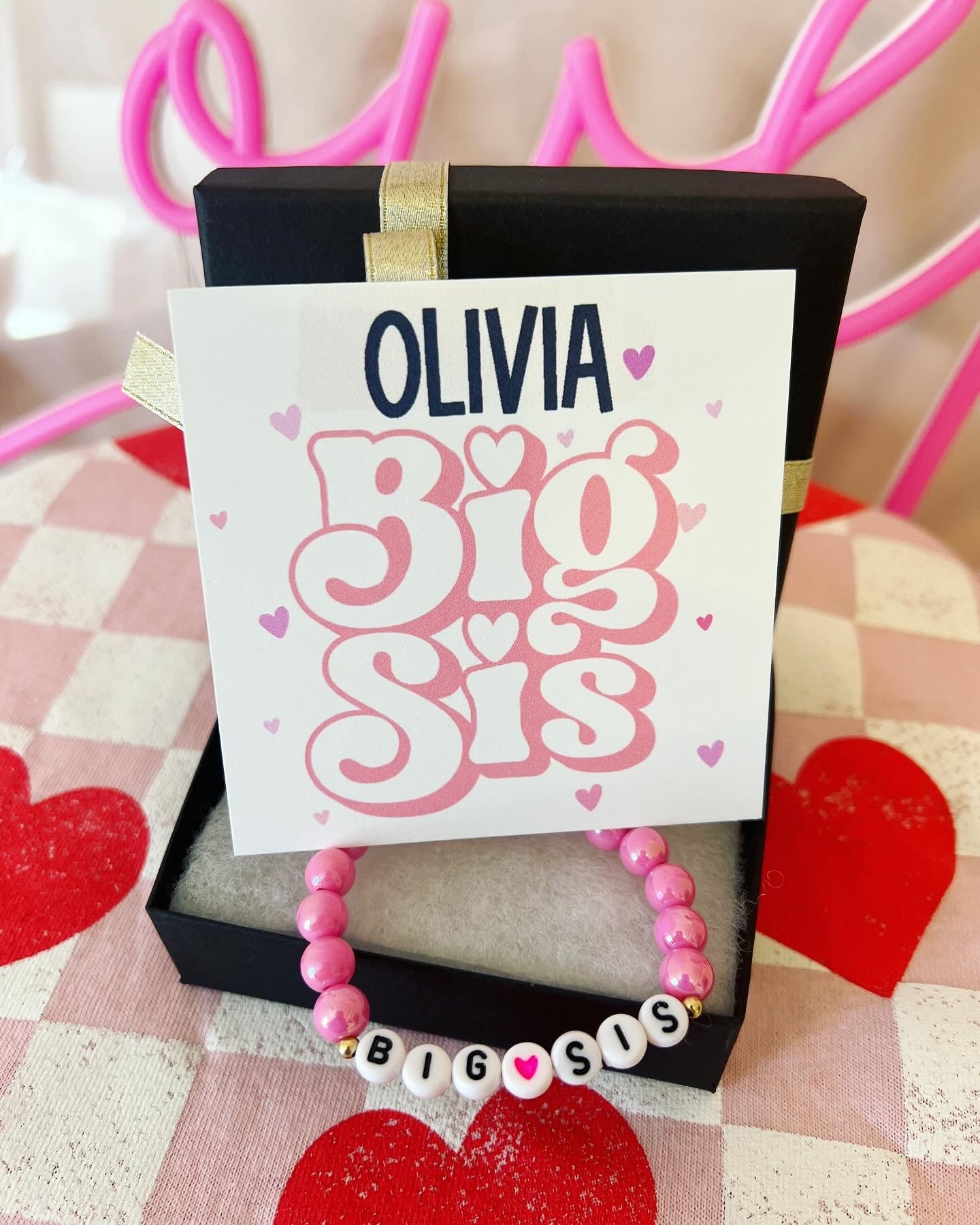 Big Sister Bracelet, new baby sister gift, gift from baby, big sis gift, Big sister, Bracelet, card, box & ribbon! Personalized card!