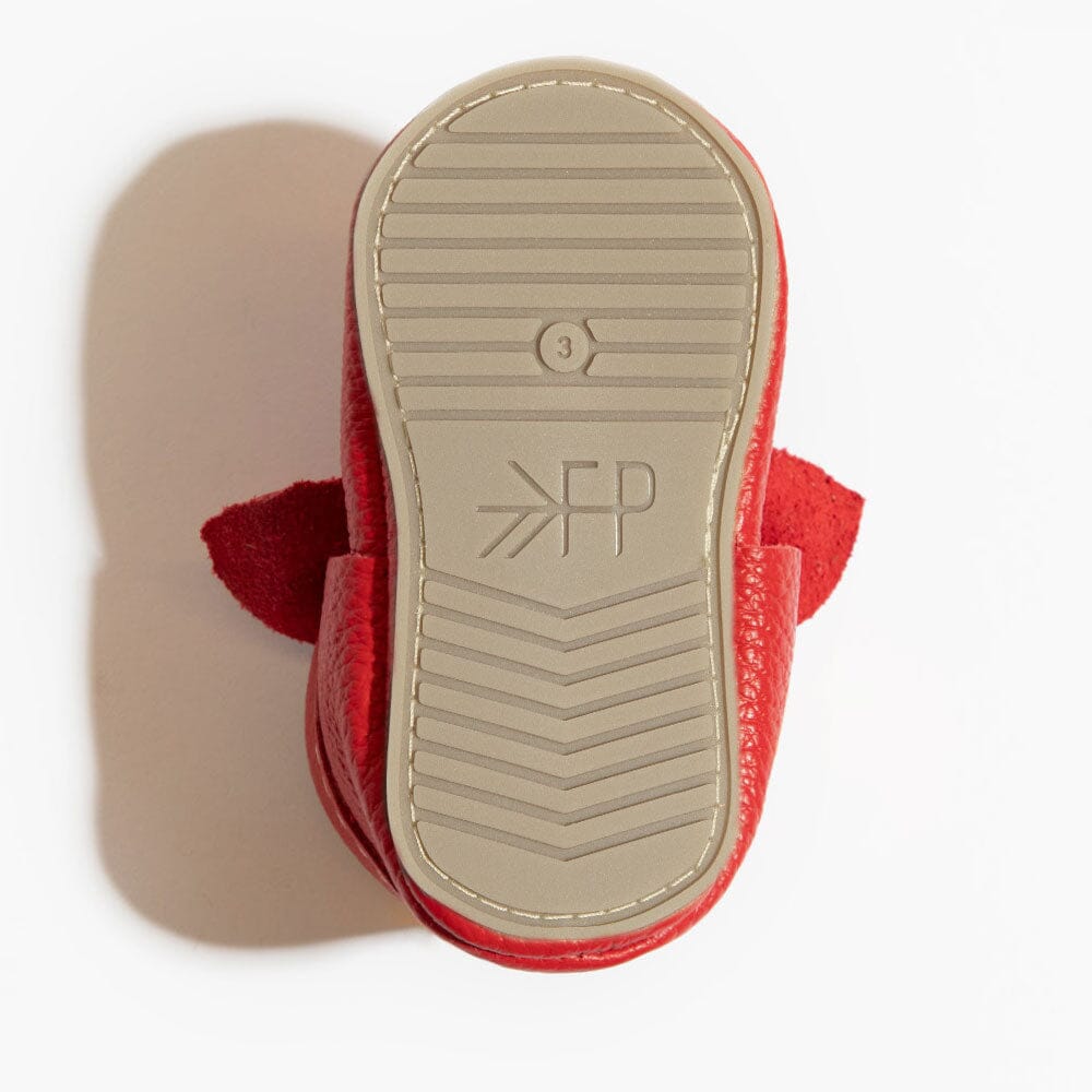 Fire Engine Knotted Bow Baby Shoe