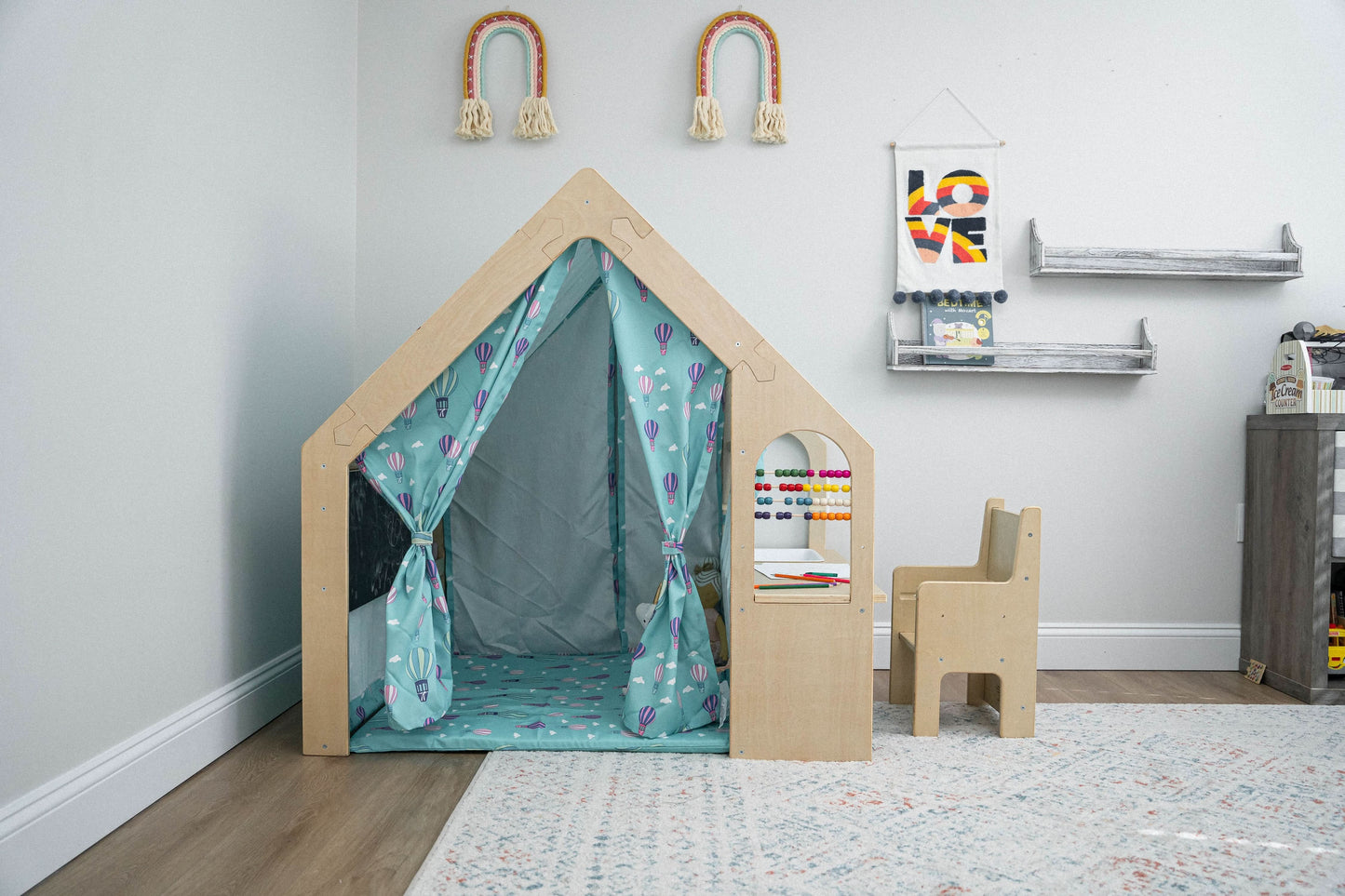 Three Little Tots Flair Playhouse and Sensory Desk - Black and White, second additional photo