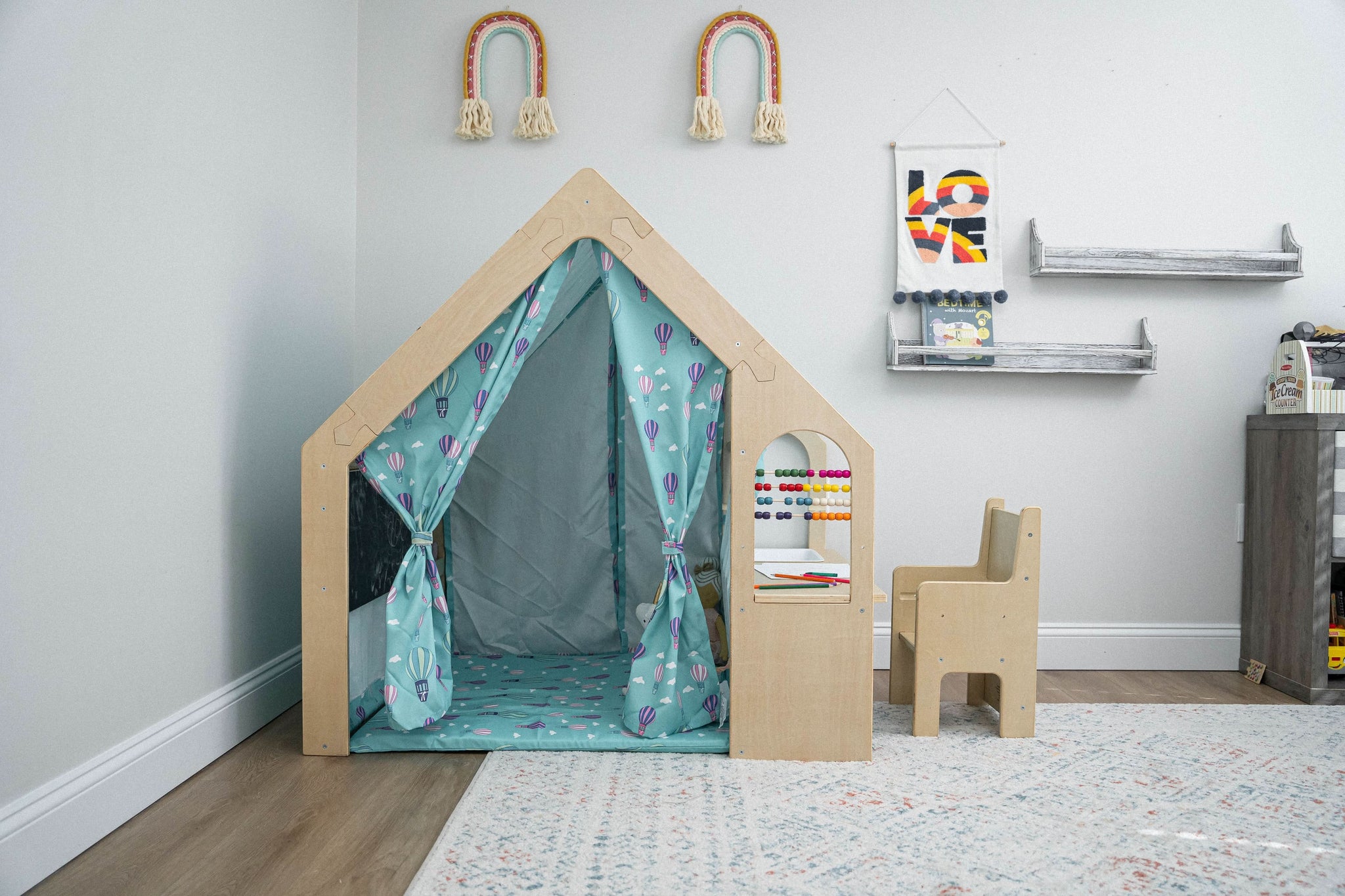 Three Little Tots Flair Playhouse and Sensory Desk - Black and White, second additional photo