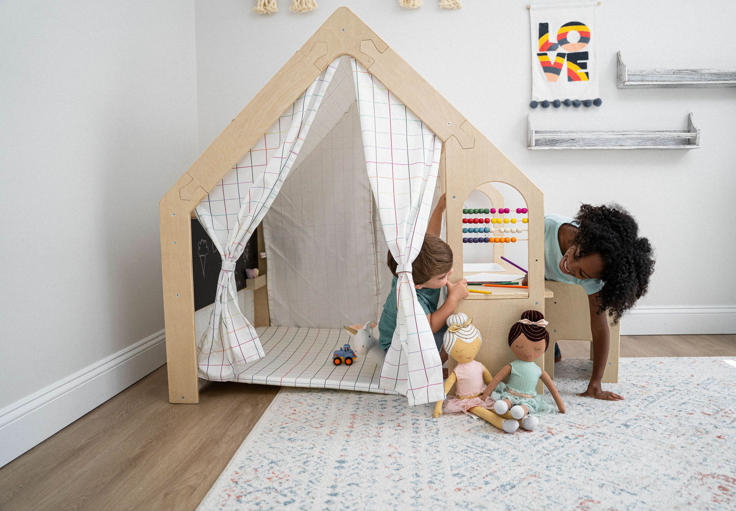 Three Little Tots Flair Playhouse and Sensory Desk - Black and White, fifth additional photo