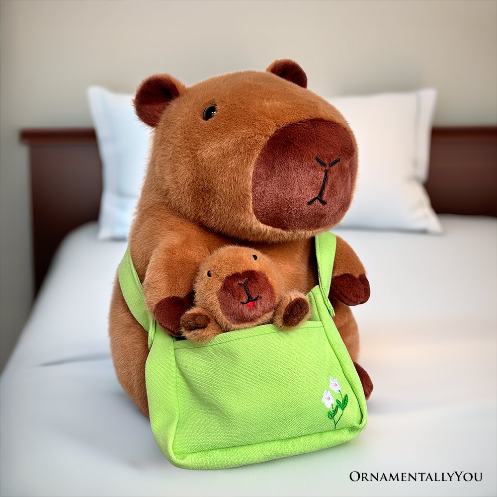 Three Little Tots Coco the Capybara and Her Baby Plushie Set Adorable 12 Stuffed Animal Toy Gift for Children