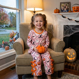 Pumpkin ghost bow scallop girls Halloween outfits