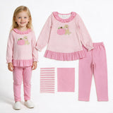 Pumpkin dog embroidery top leggings girls fall clothes